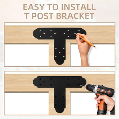 Black T Bracket, 4 pcs 13.5"x 2.9" T Shape Steel Flat Bracket Mending Plate 3mm Thickness for Wood, T Joining Brackets Connecting Brackets with Screws for Repair Wood Furniture - style: 3.5" Wide T Plate Bracket