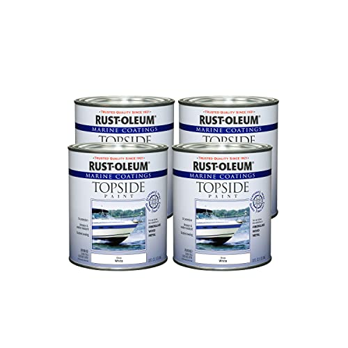 Rust-Oleum 206999-4PK Marine Coatings Topside Paint, Quart, White, 4 Pack - color: White, size: 32 Fl Oz (Pack of 4)