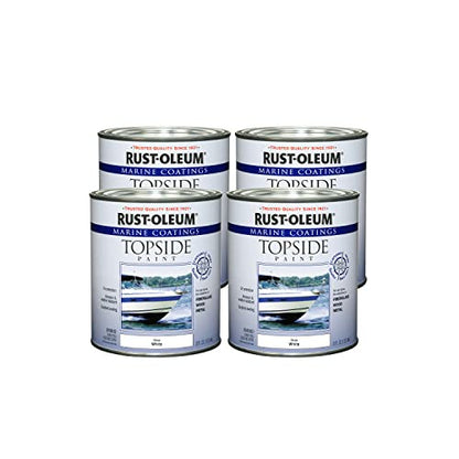 Rust-Oleum 206999-4PK Marine Coatings Topside Paint, Quart, White, 4 Pack - color: White, size: 32 Fl Oz (Pack of 4)