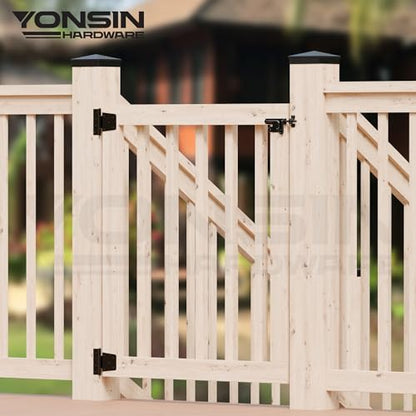 3.5inch Heavy Duty Strap Gate Hinges, Black Shed Door Hinges, Fence Gate Hinges Hardware Kit for Wooden Gates, Vinyl Fence, Barn Door, 6 Pcs