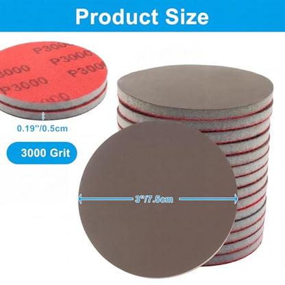 3 Inch Hook and Loop Sanding Sponge Discs, 24 Pcs, 3000 Grit - size: 3000 Grit