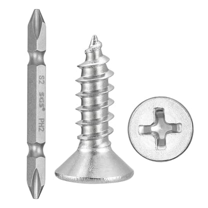 METALLIXITY 101Pcs #6x1/2 Countersunk Phillips Wood Screws Kit SS304 - color: Silver, size: #6x1/2"