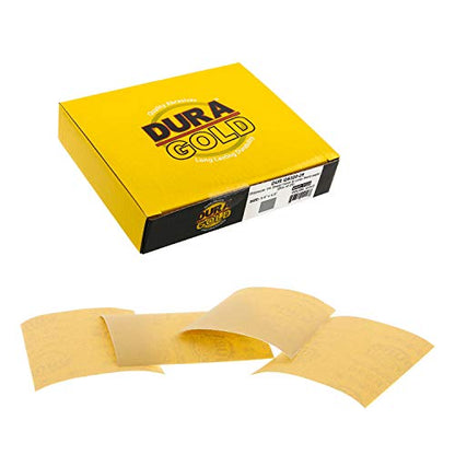 Dura-Gold Premium 1/4 Sheet Gold Sandpaper Sheets, 320 Grit (Box of 25) - size: 320-Grit