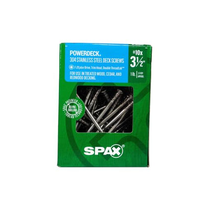 #10 x 3-1/2" SPAX Stainless Steel Wood Screws Exterior (57 pcs) 1 lbs Star Torx Drive Corrosion & Rust Resistant PowerDeck Heavy Duty Outdoor Wood Fence Deck & Marine Closeout Deal - size: #10 x 3-1/2"
