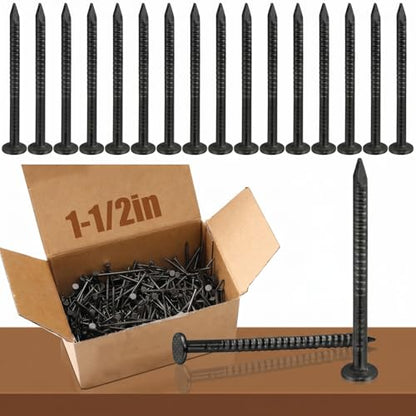 Tandefio 2 Pound Box Siding Nails Roofing Tile and Slating Rust Resistant 304 Stainless Steel Hardware Nails for Redwood Cedar Wood Siding Nail Decking Roof Slating(1-1/2 Inch,Black) - color: Black, size: 1-1/2 Inch