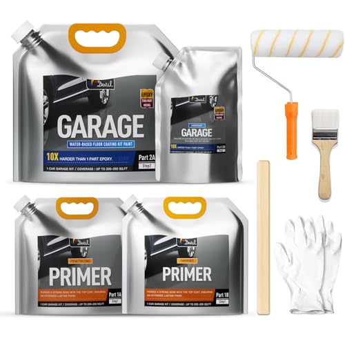 DWIL Garage Floor Epoxy Kit – Light Gray, 250sqft for Concrete - size: With primer