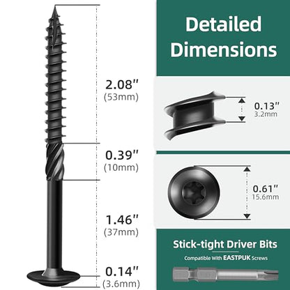 Lag Screws 4 Inch, #14 x 4 Wood Screws, 25-Pack Heavy Duty Self Drilling Structural Screw, Washer Head, Black Coated, T30 Star Drive (with Bit), for Exterior Wood and Timber Fastening - size: #14 x 4"