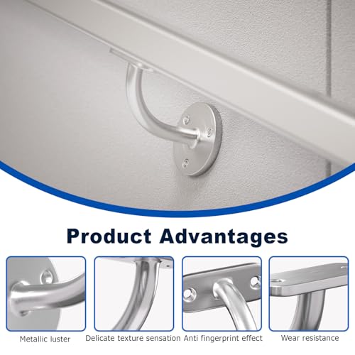 Handrail Stair Brackets, 4 Pack Heavy Duty Stainless Steel 304 Satin Nicke Hand Rail Bracket for Stairways Handrail, Staircase Bracket - size: Stainless Steel 304, style: 4 Pack