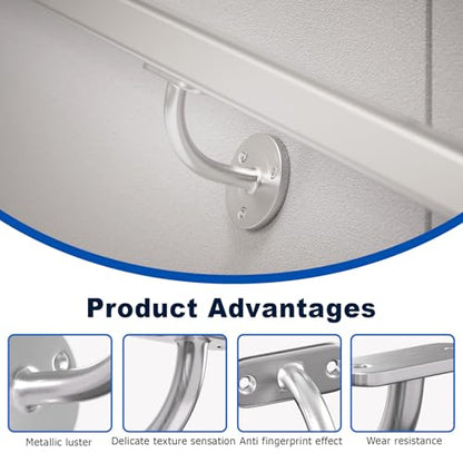 Handrail Stair Brackets, 4 Pack Heavy Duty Stainless Steel 304 Satin Nicke Hand Rail Bracket for Stairways Handrail, Staircase Bracket - size: Stainless Steel 304, style: 4 Pack