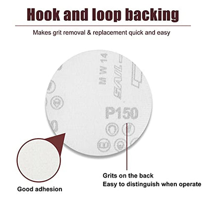 SPEEDWOX 50pcs Sanding Discs 4 Inches Sandpaper 150 Grit Hook and Loop Sanding Discs for Drill Grinder Rotary Tools No Hole - size: 150 Grit