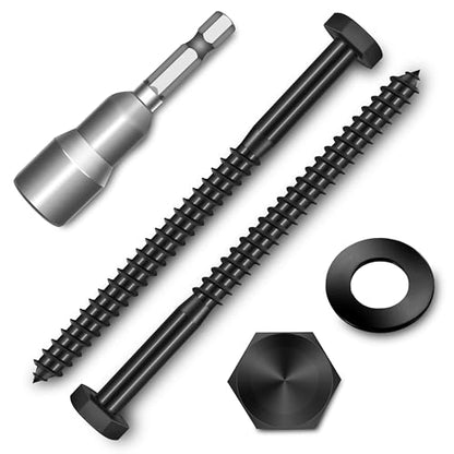 (15-Set) 1/4 x 3-1/2" Lag Screws, Stainless Steel Heavy Duty Hex Head Lag Bolts for Wood, Commercial/Industrial Grade 1/4 Bolts, Mounting Screws Bolts Kit, Black Oxided by Marysino - color: Black, size: 1/4" x 3-1/2"