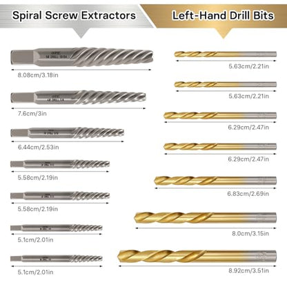 Screw Extractor Set with Left Hand Drill Bits 14Pcs