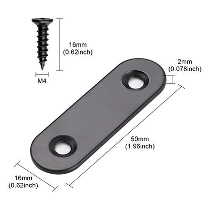 Flat Corner Brace Plates, Stainless Steel, Black, Pack of 30