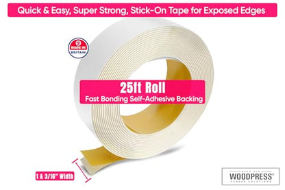 1&3/16" Matt White Peel & Stick Melamine Edge Banding, 25 ft - size: 1 & 3/16 inch