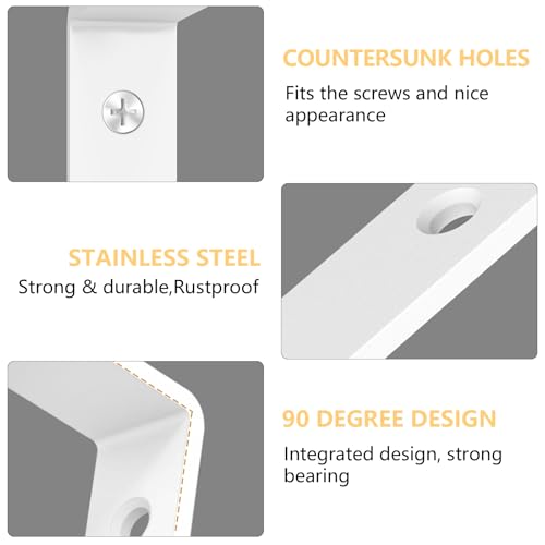 LSK 6PCS L Bracket, L 6"×H 2" Shelf Support Bracket, Max Load :42lb, White - color: White, size: 6x2 inch (light duty)