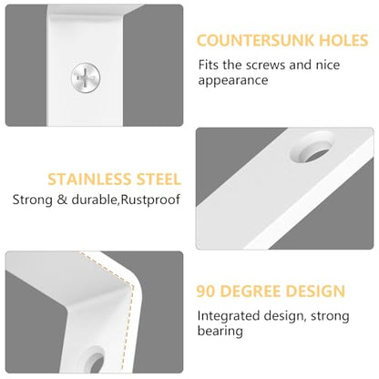 LSK 6PCS L Bracket, L 6"×H 2" Shelf Support Bracket, Max Load :42lb, White - color: White, size: 6x2 inch (light duty)