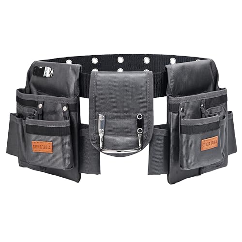 VIDAR TOOLS Tool Belt,12 Pockets Tool Belts for Men, Heavy Duty Carpenter/Construction/DIY'er/Electrician .Double layer thickened polyester fiber with waterproof coating.