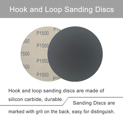 6 Inch 50 Pcs Wet Dry Hook and Loop Sanding Discs, No Hole, 1500 Grit - style: Grit 1500