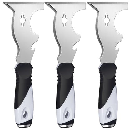 Mister Rui 3PC 10-in-1 Paint Scraper, MultiUse Putty Knife Tool, Hammer End