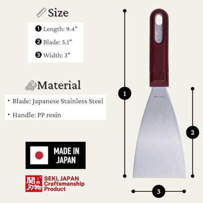 ALLEX Japanese Putty Knife 3" for Art and Paint, Flexible Japanese Stainless Steel Blade, Heavy Duty Full Tang Handle, Made in JAPAN - size: 3"