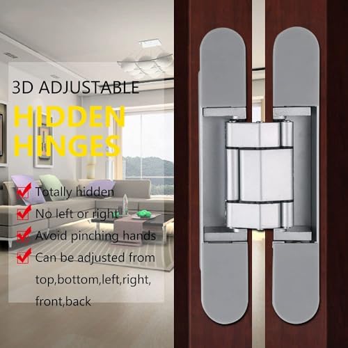 Ranbo 7 Inch Hidden Door Hinge, 3D Adjustable, Zinc Alloy Hardware Kit - size: 7 Inch