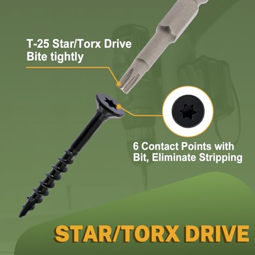 LIONMAX Deck Screws 5 Inch, Wood Screws #10 x 5, 300 PCS, Black - color: Black, size: #10 x 5"