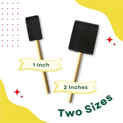 Foam Paint Brush Set 2 inch, 20 Pack with Wood Handles - size: 2" - 1 Pack