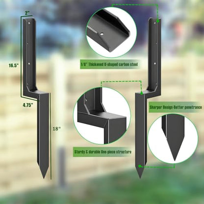 Fence Post Repair Stakes Kit, Black, 1-Pack - color: Black/1 Pack