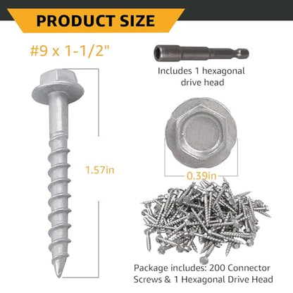 Joist Hanger Screws #9 x 1-1/2" Compatible with SD Connector Screws 200PCS - size: 200PCS