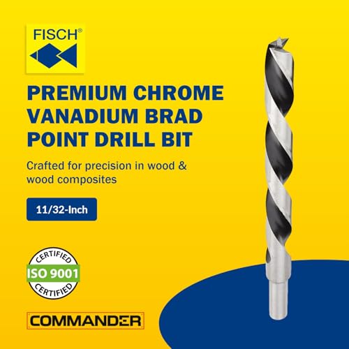 Chrome-Vanadium Brad Point - Ground Wood Drill Bit Woodworking - 11/32 Inch - size: 11/32 Inch