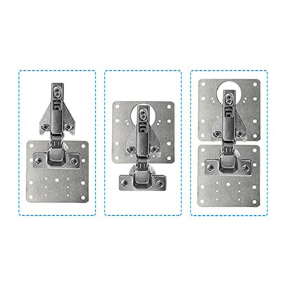 4 PCS Hinge Repair Plate,Stainless Steel Fix The Hinge Side Plate Repair Piece with Mounting Screws for Wood, Furniture, Shelves, Cabinet