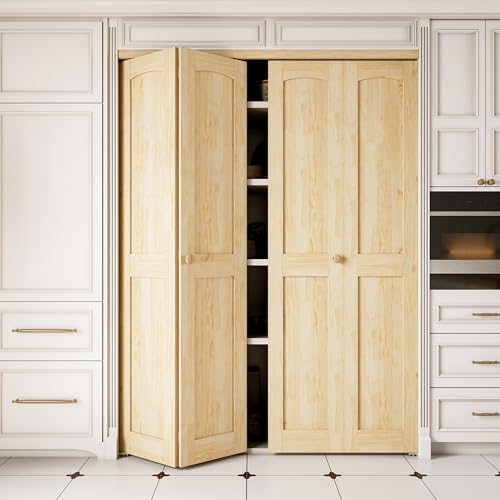 Bifold Doors for 24"x80" Opening, Solid Pine Wood Interior Folding Doors - size: 47.45" x 77.75" (fit 48*80.5-80.75 opening)