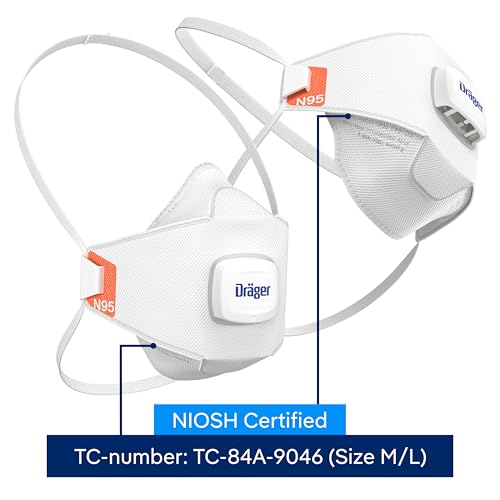 Dräger X-plore 1950 N95 respirator mask with exhalation valve, size M/L | NIOSH-approved respirator mask for construction, DIY, home improvement