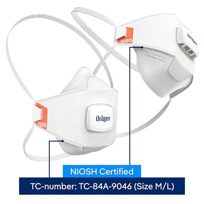 Dräger X-plore 1950 N95 respirator mask with exhalation valve, size M/L | NIOSH-approved respirator mask for construction, DIY, home improvement