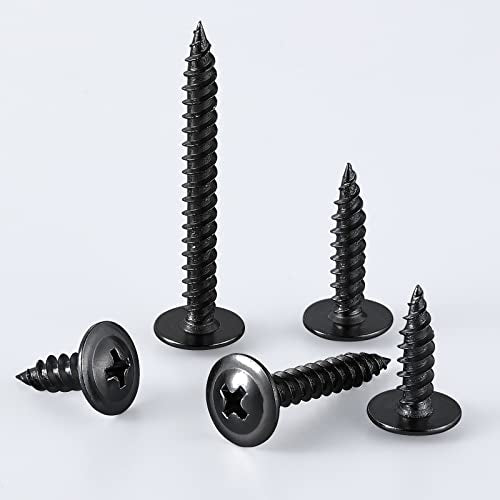 Wensilon(95 pcs)#8 Black Truss Head Wood Screws Quick Metal Self Tapping Zinc Oxide with Drywall Plastic Anchors Assortment Kit - size: Black Phillips Truss Head Wood Screws