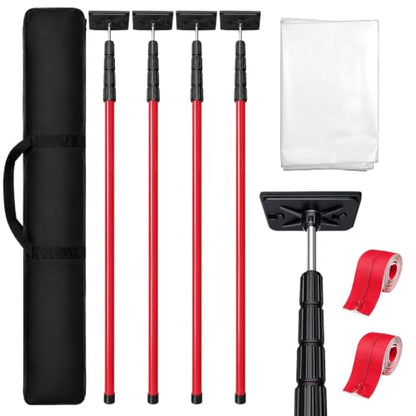 Dust Barrier Poles, 12.8FT Spring Retractable Kit, 4 Pack - size: 12.8ft