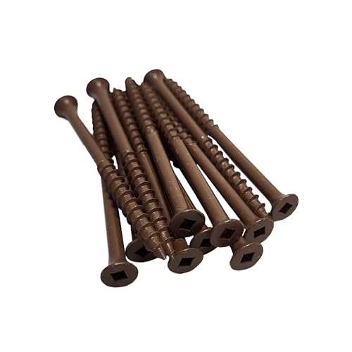 #10 x 3 Deck Screws, Square Drive Bugle Head, Brown Ceramic Ruspert Coated Exterior Wood Screws for Pressure Treated Lumber, Corrosion Resistant, 250 Piece Box - size: #10 x 3" (250pcs Box)