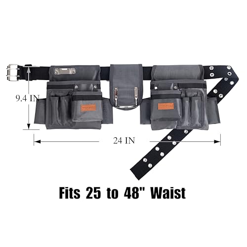 VIDAR TOOLS Tool Belt,12 Pockets Tool Belts for Men, Heavy Duty Carpenter/Construction/DIY'er/Electrician .Double layer thickened polyester fiber with waterproof coating.