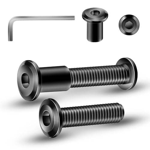 1/4-20 x 1 Inch 10Pcs Flat Head Hex Socket Cap Screws Bolts Barrel Nuts Kit, 304 Stainless Steel 18-8, Full Thread, Black Oxide by SG TZH (with Hex Spanner) - color: Black, size: 1/4-20 x 1"