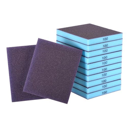 12Pcs 100Grit Double-Sided Sanding Sponges, Washable & Reusable - size: 100Grit