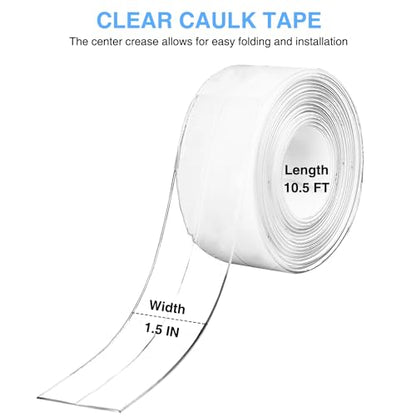 Clear Caulk Tape Self Adhesive Waterproof, Transparent Kitchen and Wall Sealing Tape, Bathroom Sealant Strip for Toilet, Bath Tub, Sink, Shower (Clear,1.5" x10.5Ft) - style: Clear-1.5IN-10.5FT-A