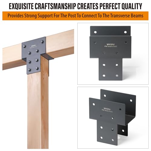 1 Pack Heavy Duty 4x4 (Actual 3.5"x3.5") Stainless Steel Post Caps Tie Bracket , Fit Connecting Wood Gazebo, Deck Patio Post and Wood Beams Bracket (Dark Ggray) - size: Standard 4"x4"(Actual 3.5"x3.5")