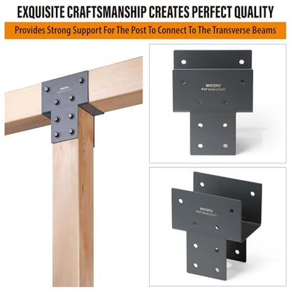 1 Pack Heavy Duty 4x4 (Actual 3.5"x3.5") Stainless Steel Post Caps Tie Bracket , Fit Connecting Wood Gazebo, Deck Patio Post and Wood Beams Bracket (Dark Ggray) - size: Standard 4"x4"(Actual 3.5"x3.5")