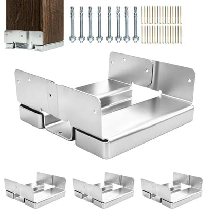 8x8 Post Base for Concrete, Inner Size 7.5"x7.5", 4 Pack, Silver - color: Silver, size: 8x8 4PCS