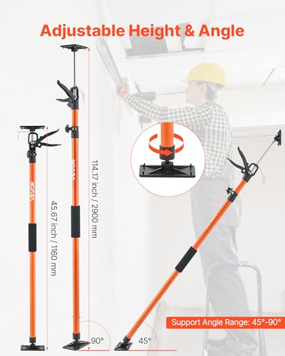 VEVOR Cabinet Jack Support Pole, 4-Pack, 45.7-114.2 Inch Steel Telescopic Quick Support Rod, Adjustable 3rd Hand System up to 154 lbs Capacity for Installing Cabinets, Lifting Drywall, Cargo Bars - style: 4 PCS