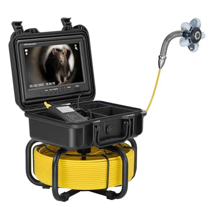 VEVOR Sewer Camera, 165 ft/50m Self-Leveling Pipeline Inspection Camera with 9" 1080P HD Screen, 36X Zoom, IP68 Waterproof Plumbing Camera with Lights-12 LED, 32GB Card Snake Camera for Duct Pipe - size: 165ft/50m, style: 9" Screen with Self-Leving