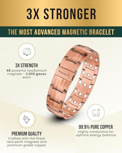 MagnetRX® 3X Strength Pure Copper Magnetic Bracelets for Men (Legacy) - color: 3X Legacy