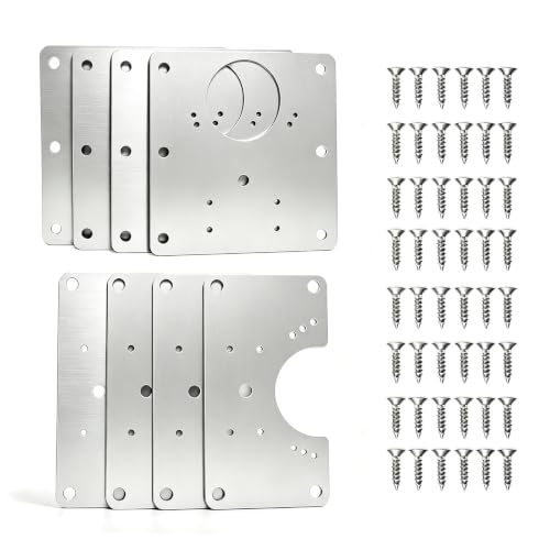 8Pcs Cabinet Hinge Repair Plate Kit, Hinge Fixing Brackets with Screws