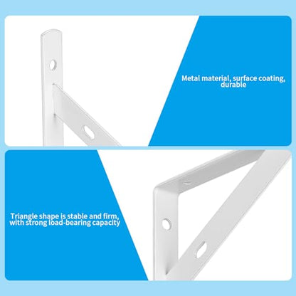 8 Pcs Heavy Duty Floating Metal Shelf Brackets, L Shaped Wall Mount Shelves Support Angle Brackets (3.7 x 6 inch White) - size: 3.7 x 6 inch White