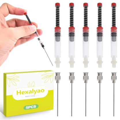 5 Pack Syringe Set with Blunt Tip Needles Plastic Syringes for Glue Ink Liquid Filling Precision Applicator for Crafts Woodworking Rhinestones Refillable Easy Control and Clean